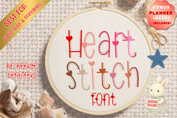 Heart Stitch: The Faux Embroidery Font for Digital Design